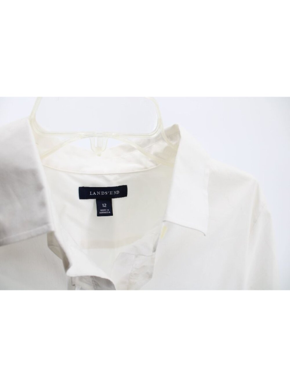 Lands End White Short Sleeve Ruffle Blouse Size 12 94314 - Picture 3 of 5